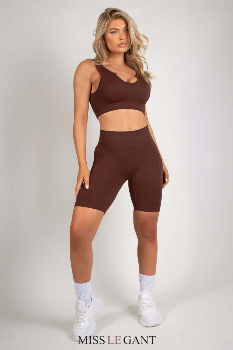 Bella Ribbed Crob Top & Cycling Shorts Set - Image 6