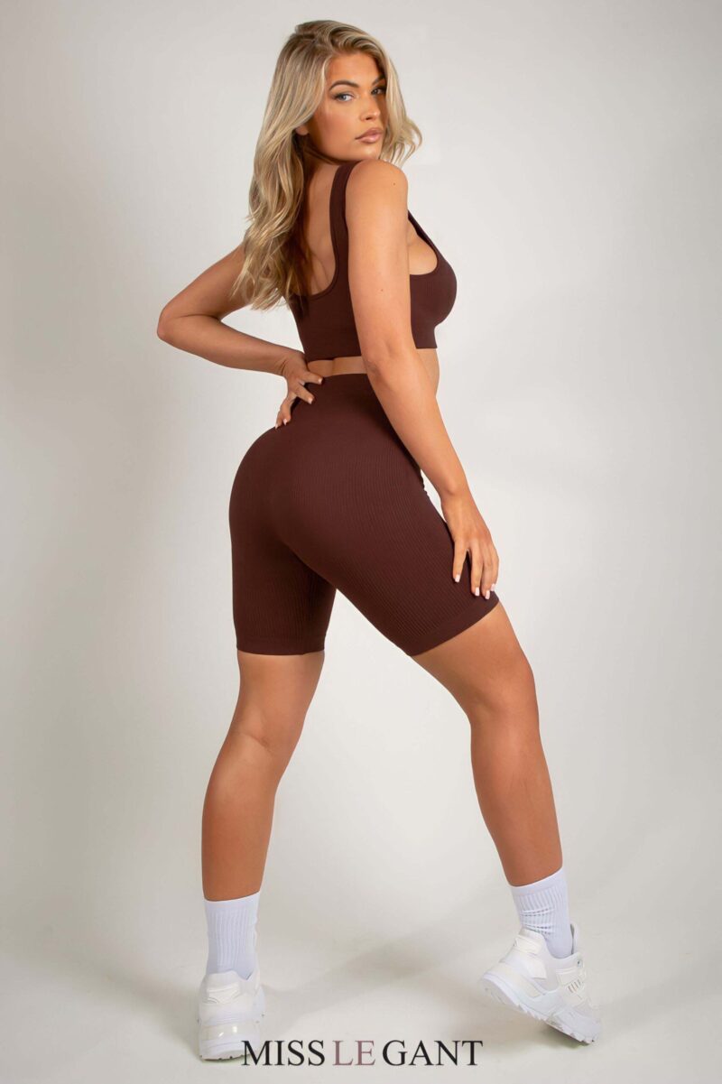 Bella Ribbed Crob Top & Cycling Shorts Set - Image 5