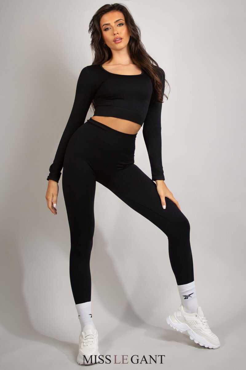 High Wasit Ribbed Gym Leggings - Image 2